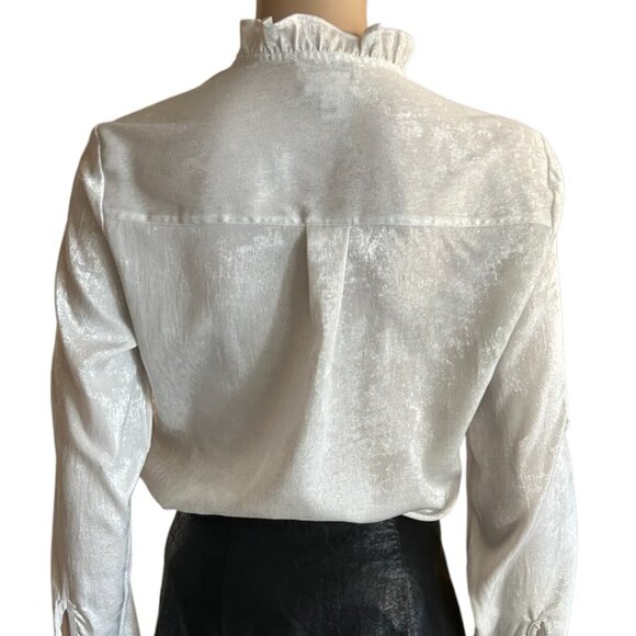 🎄 NWOT 🛍️ Express Silver HOLIDAY Party Cocktail Shirt Slim Fit XS - Picture 3 of 6